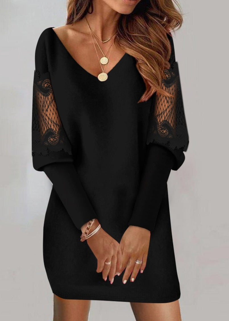Sexy Women's Fit Bodycon V Neck Dress - Olytrend