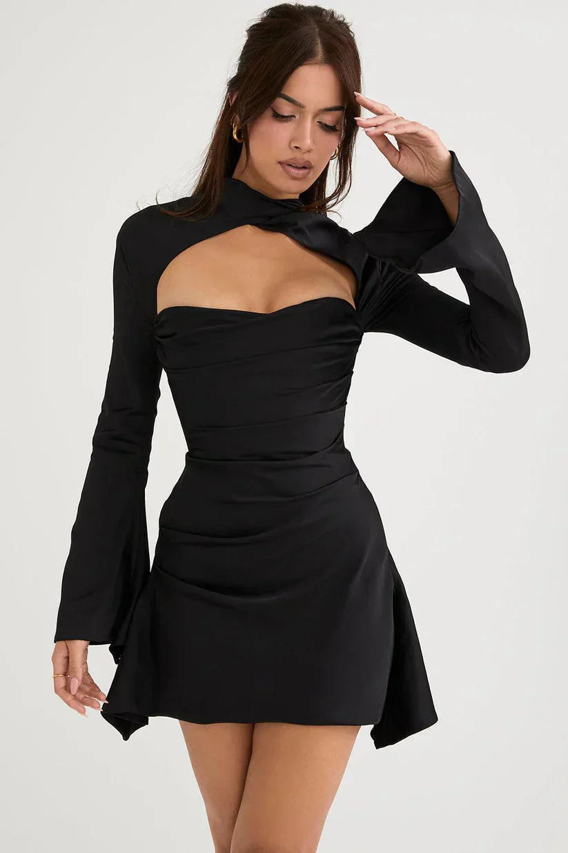 Sexy Cut-Out Long Sleeve Party Dress - Nocini