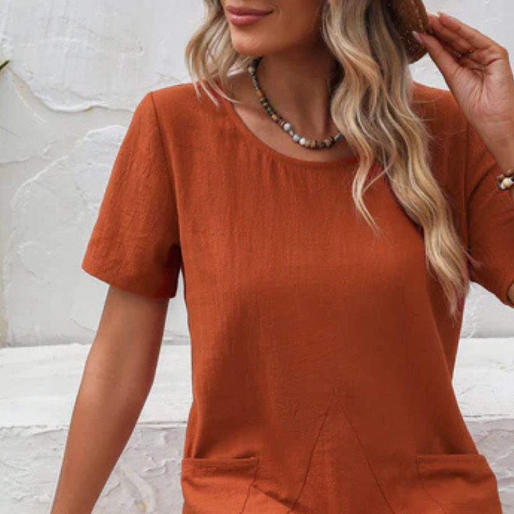 Casual Airy Summer Dress - Mira-Apricot-2XS-Nora Luxe