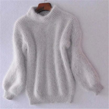 Casual Angora Knitted Women's Sweater - Livia-Gray-S-Nora Luxe
