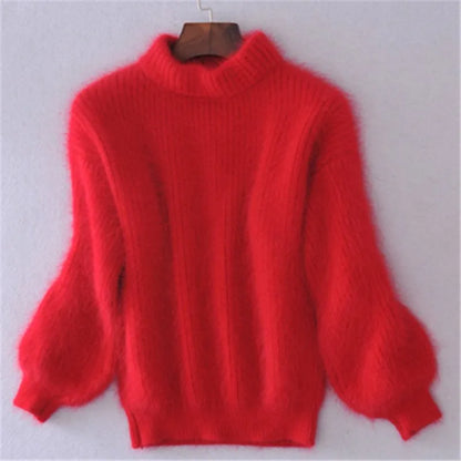 Casual Angora Knitted Women's Sweater - Livia-Red-S-Nora Luxe