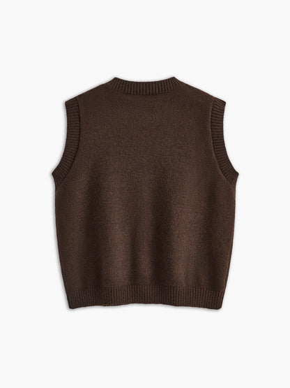 Relaxed Fit Open Front Sweater Vest