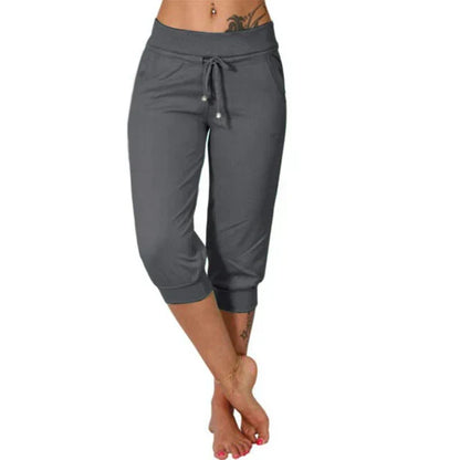 Casual capri trousers - Luna-Dark grey-S-Nora Luxe