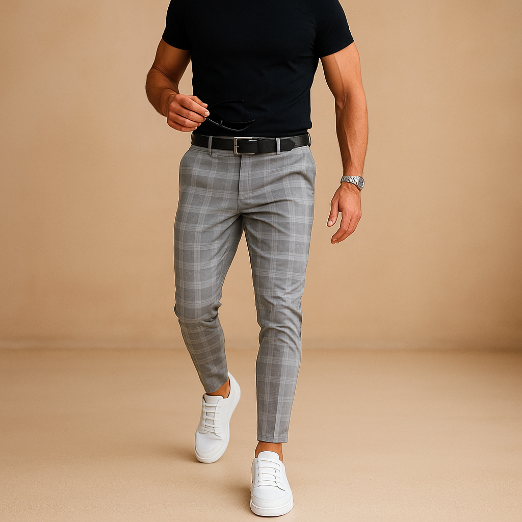 Relaxed Fit Plaid Trousers for Men - Nocini