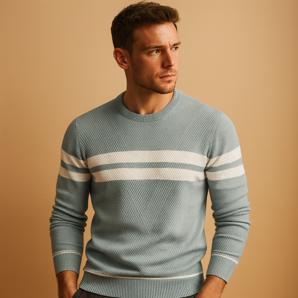 Relaxed Fit Mens Crew Neck Pullover Sweater - Nocini