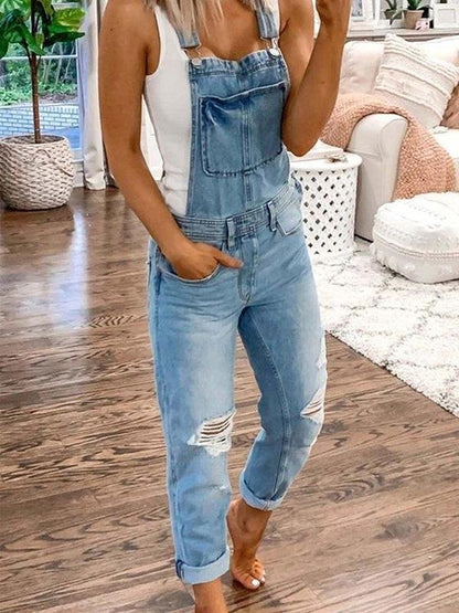 Trendy Women's Blue Jean Jumpsuit