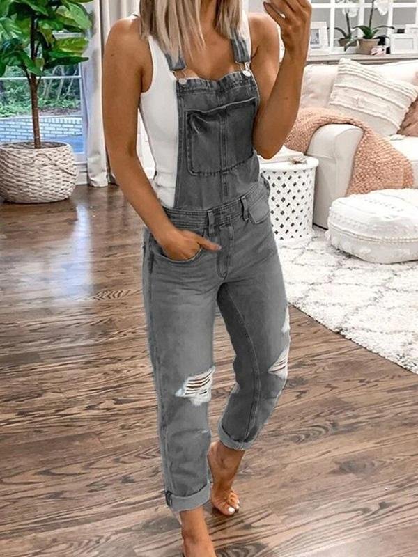 Trendy Women's Blue Jeans Jumpsuit