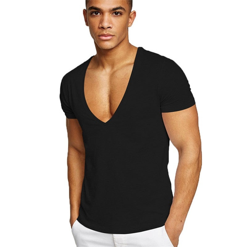 Relaxed Fit Mens V Neck Tee Shirt - Pexav