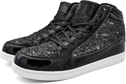 Casual Glitter Sneakers - NeonFlash-Black-5.5-Nora Luxe