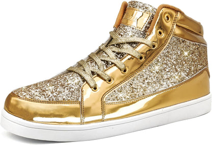 Casual Glitter Sneakers - NeonFlash-Gold-5.5-Nora Luxe