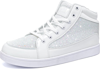 Casual Glitter Sneakers - NeonFlash-White-5.5-Nora Luxe