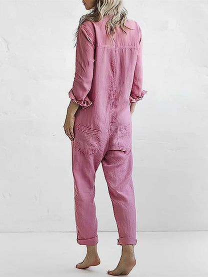 Casual Jumpsuit – Liv | 100% Cotton, With Handy Pockets-Green-S-Nora Luxe