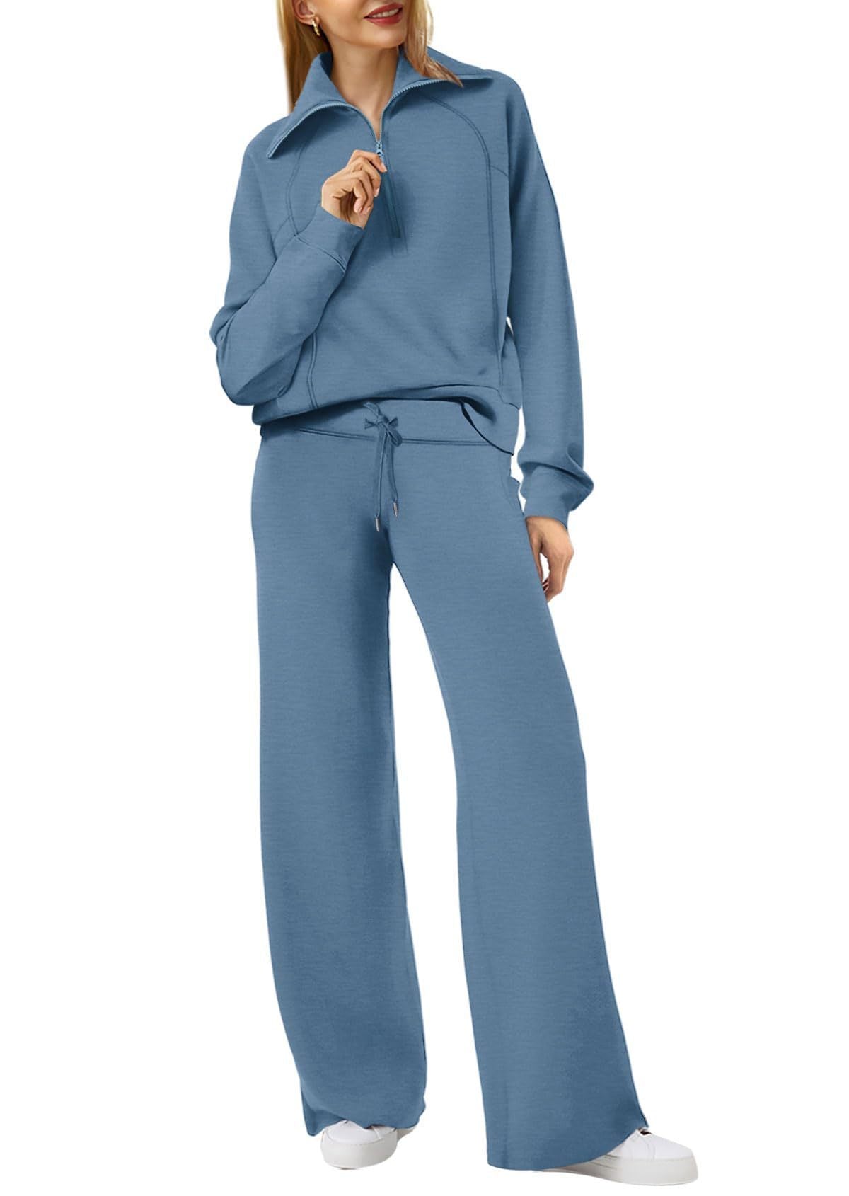 Casual Ladies Lounge Set - Luna-Blue-Gray-S-Nora Luxe