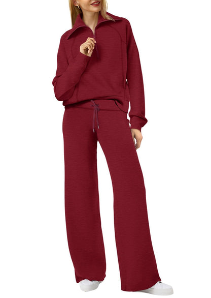 Casual Ladies Lounge Set - Luna-Bordeaux Red-S-Nora Luxe