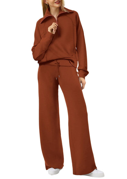 Casual Ladies Lounge Set - Luna-Coffee-S-Nora Luxe
