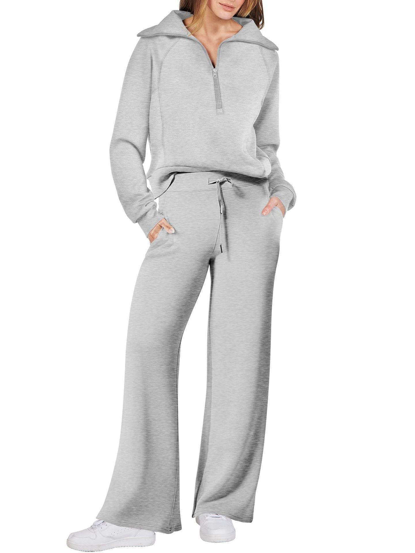Casual Ladies Lounge Set - Luna-Light Gray-S-Nora Luxe
