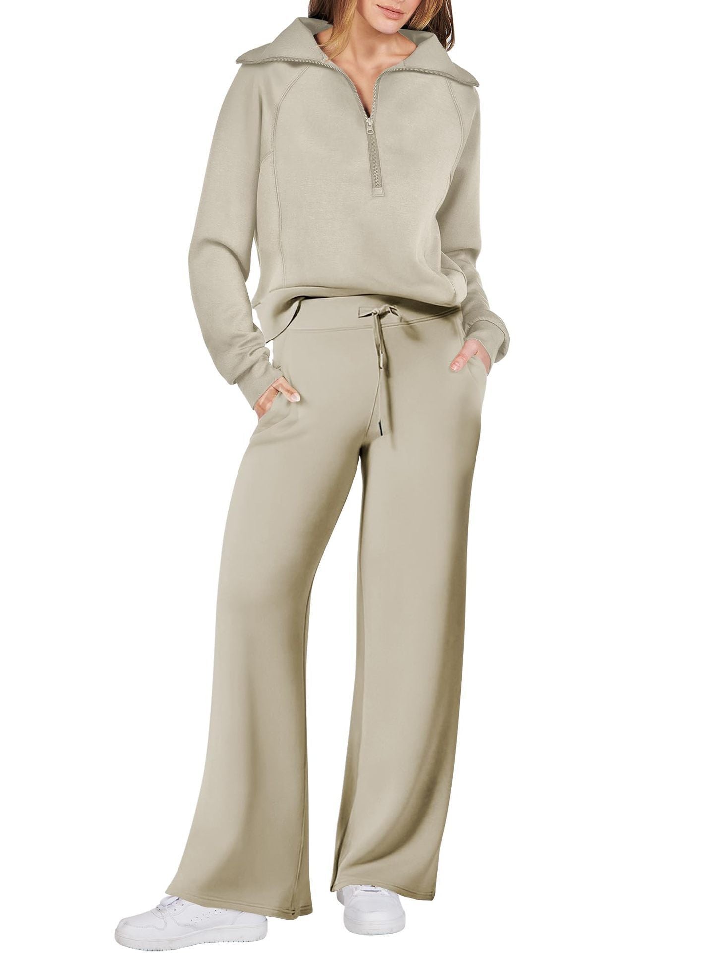 Casual Ladies Lounge Set - Luna-Light Khaki-S-Nora Luxe