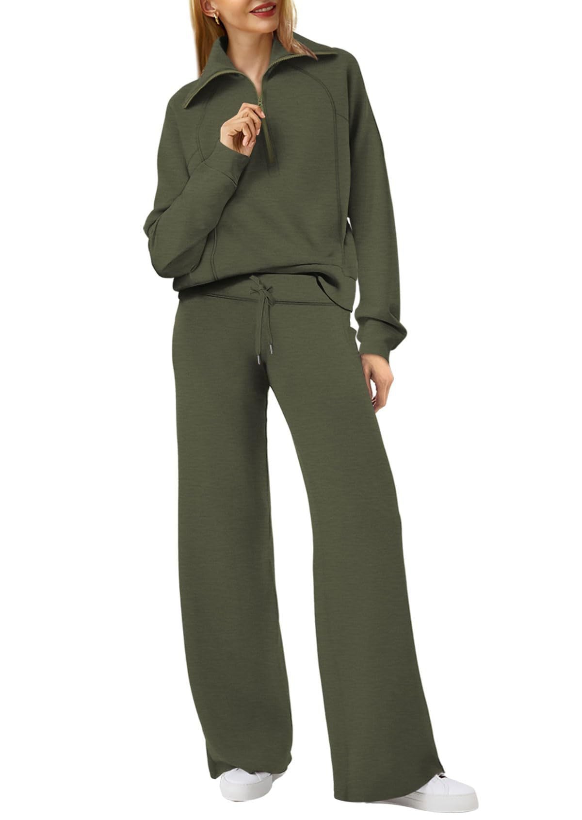 Casual Ladies Lounge Set - Luna-Olive Green-S-Nora Luxe