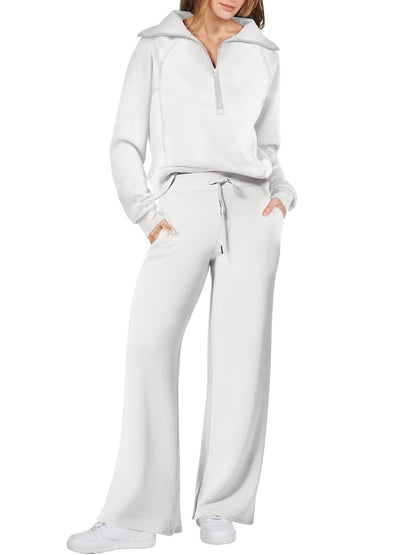 Casual Ladies Lounge Set - Luna-White-S-Nora Luxe