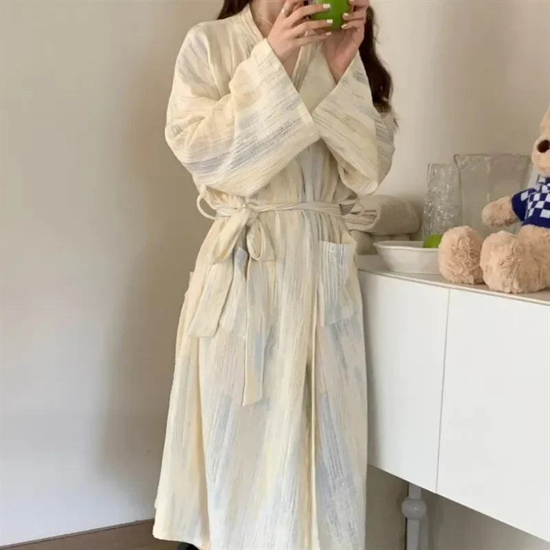 Relaxed Fit Women's Kimono Style Bathrobe - Pexav