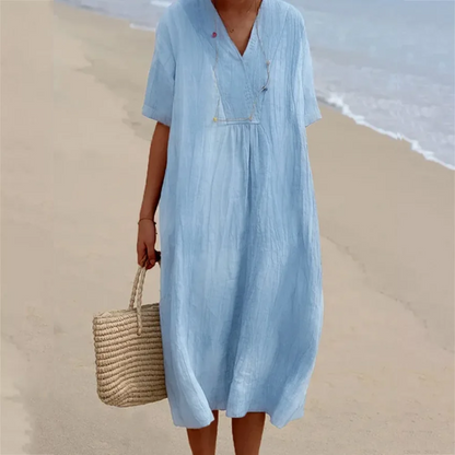 Casual Loose Summer Dress - Lucia-blue-S-Nora Luxe