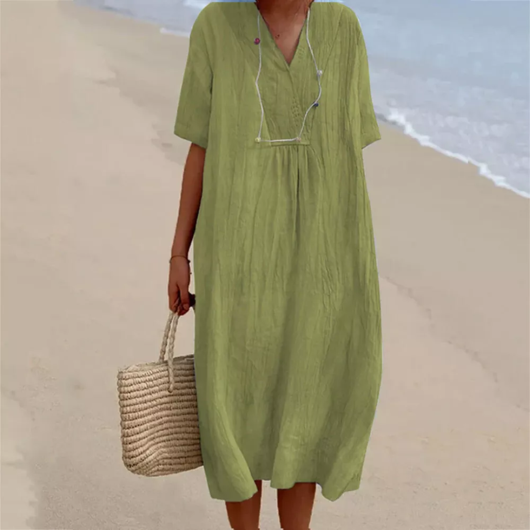 Casual Loose Summer Dress - Lucia-light green-S-Nora Luxe