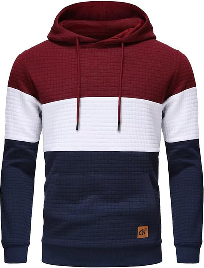 Casual Men's Hoodie - Timo-Red White Blue-S-Nora Luxe