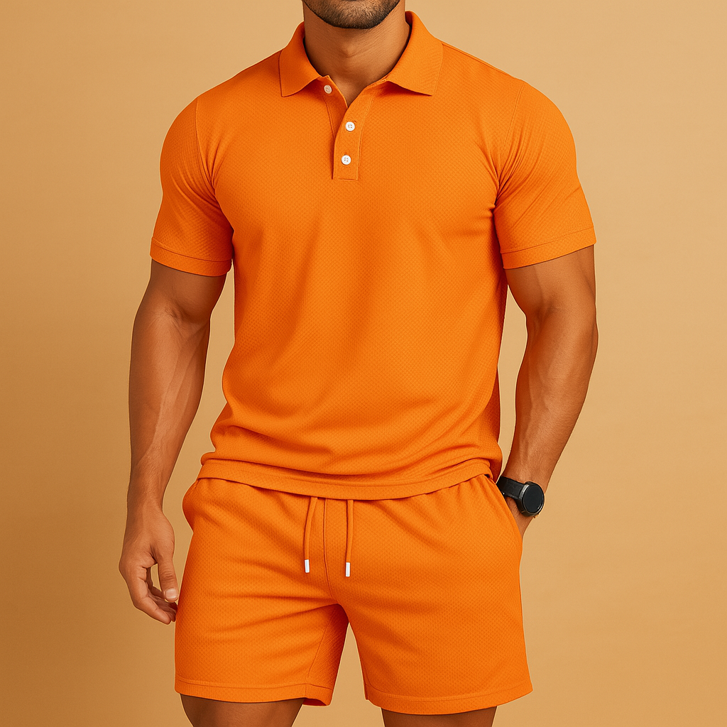 Relaxed Fit Polo Shirt and Shorts Set for Men - Nocini