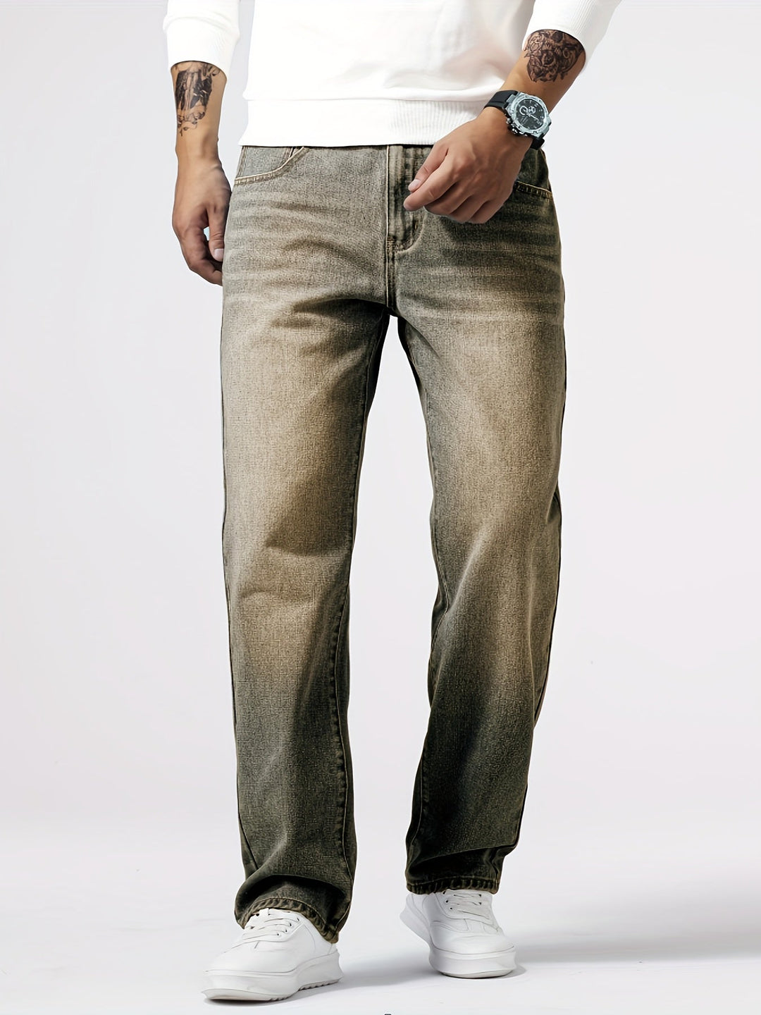 Casual Street Style Men's Jeans – Milan-Khaki-S-The Livary