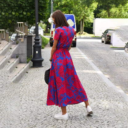 Casual Summer Dress - Luna-Red/Blue-S-Nora Luxe