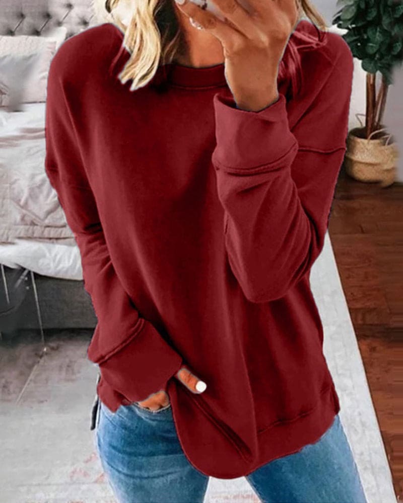 Casual Sweatshirt - Harper-Bordeaux-XS-Nora Luxe