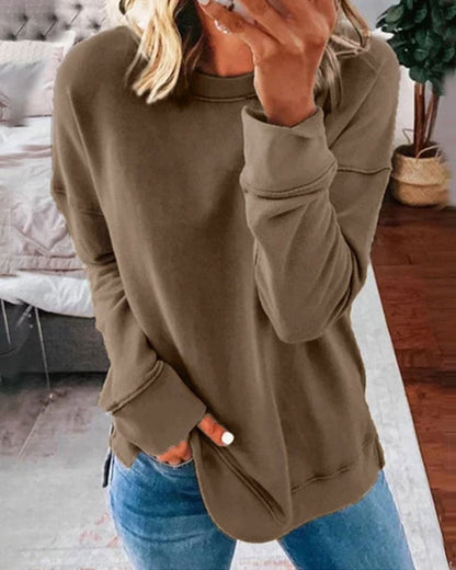 Casual Sweatshirt - Harper-Khaki-XS-Nora Luxe