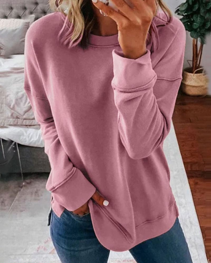 Casual Sweatshirt - Harper-Pink-XS-Nora Luxe