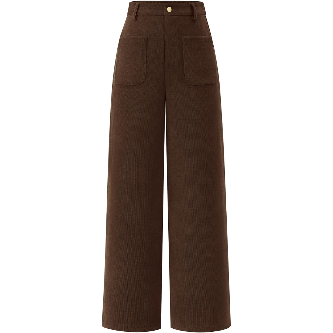 Casual Wide Palazzo Trousers with High Waist and Pockets - Clarissa-Coffee-XS-Nora Luxe