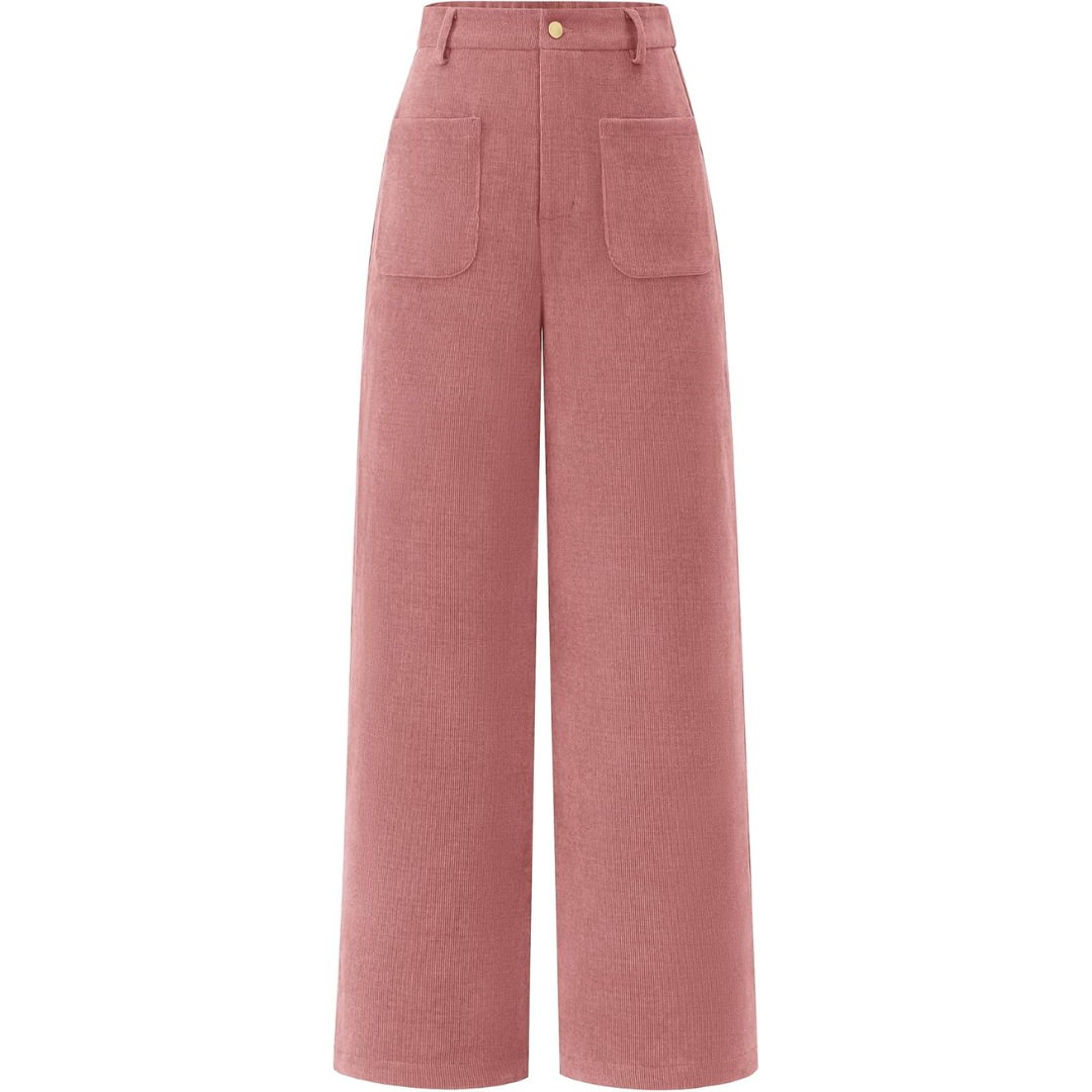 Casual Wide Palazzo Trousers with High Waist and Pockets - Clarissa-Pink-XS-Nora Luxe
