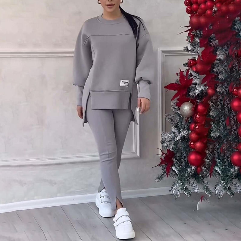 Casual Women's Set of Sweatshirt and Leggings - Elena-Black-S-Nora Luxe
