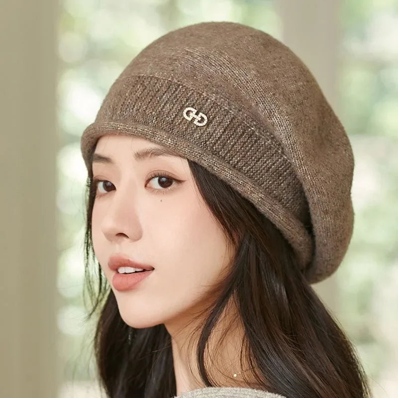 Casual Wool Ladies Beret - Diana-Brown-Nora Luxe