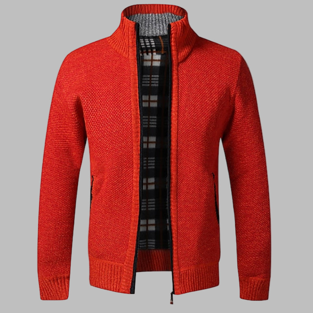 Fashionable Mens Zip Up Knit Sweater
