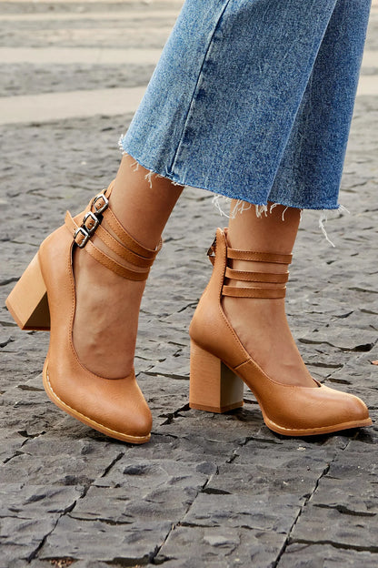 Comfortable Ankle Strap Sandals with High Heel - Olytrend