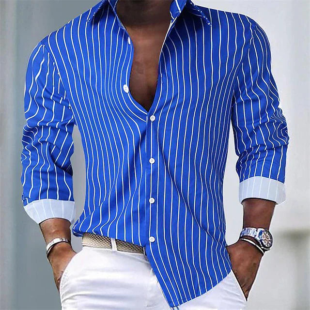 Classic Casual Stripe Dress Shirt - Nocini