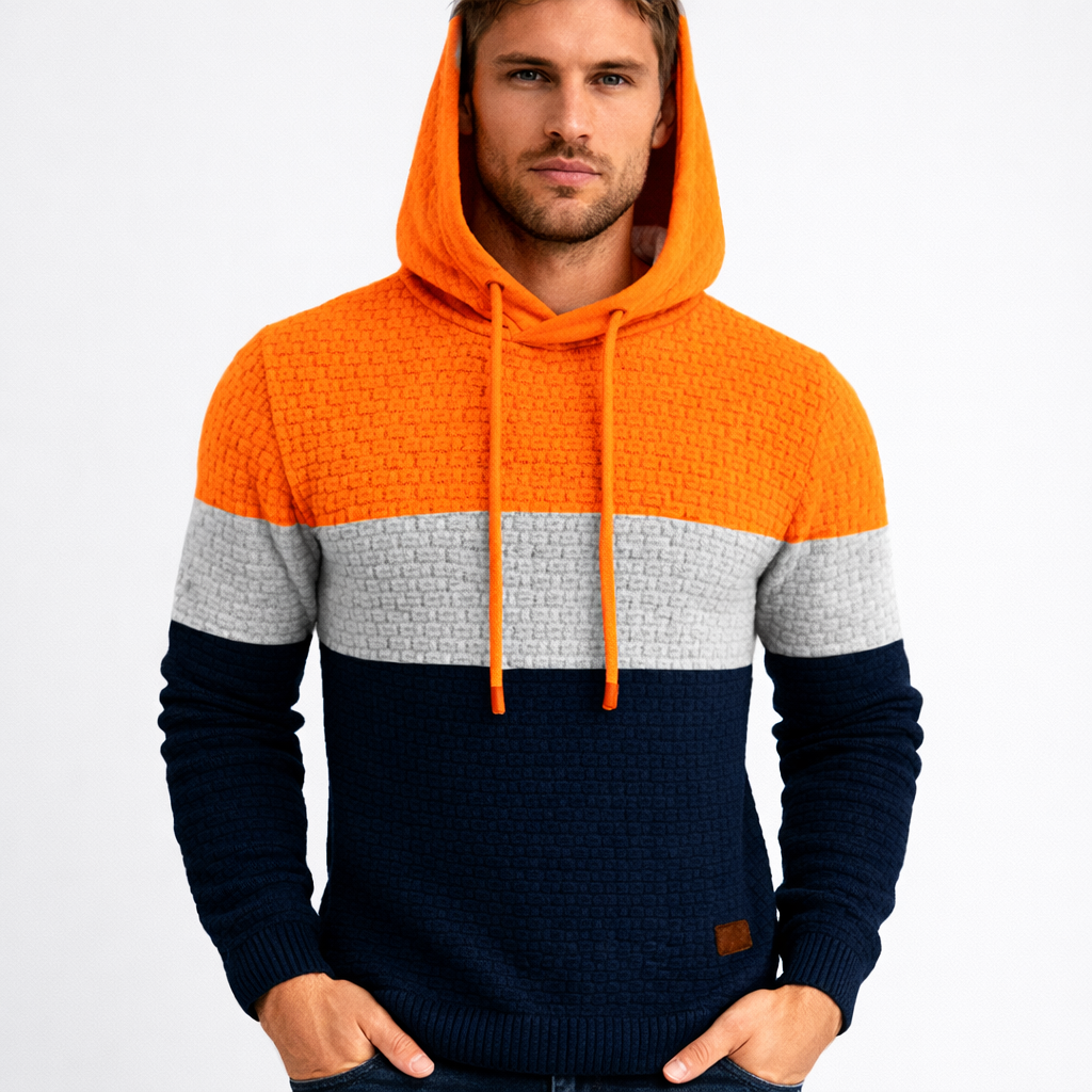 Warm Colorblock Knit Men's Hoodie