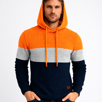Warm Colorblock Knit Men's Hoodie