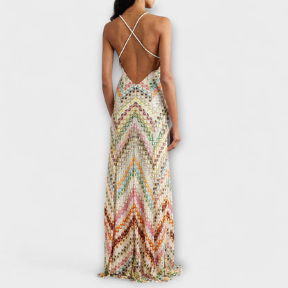 Colorful Herringbone Maxi Dress for All Events