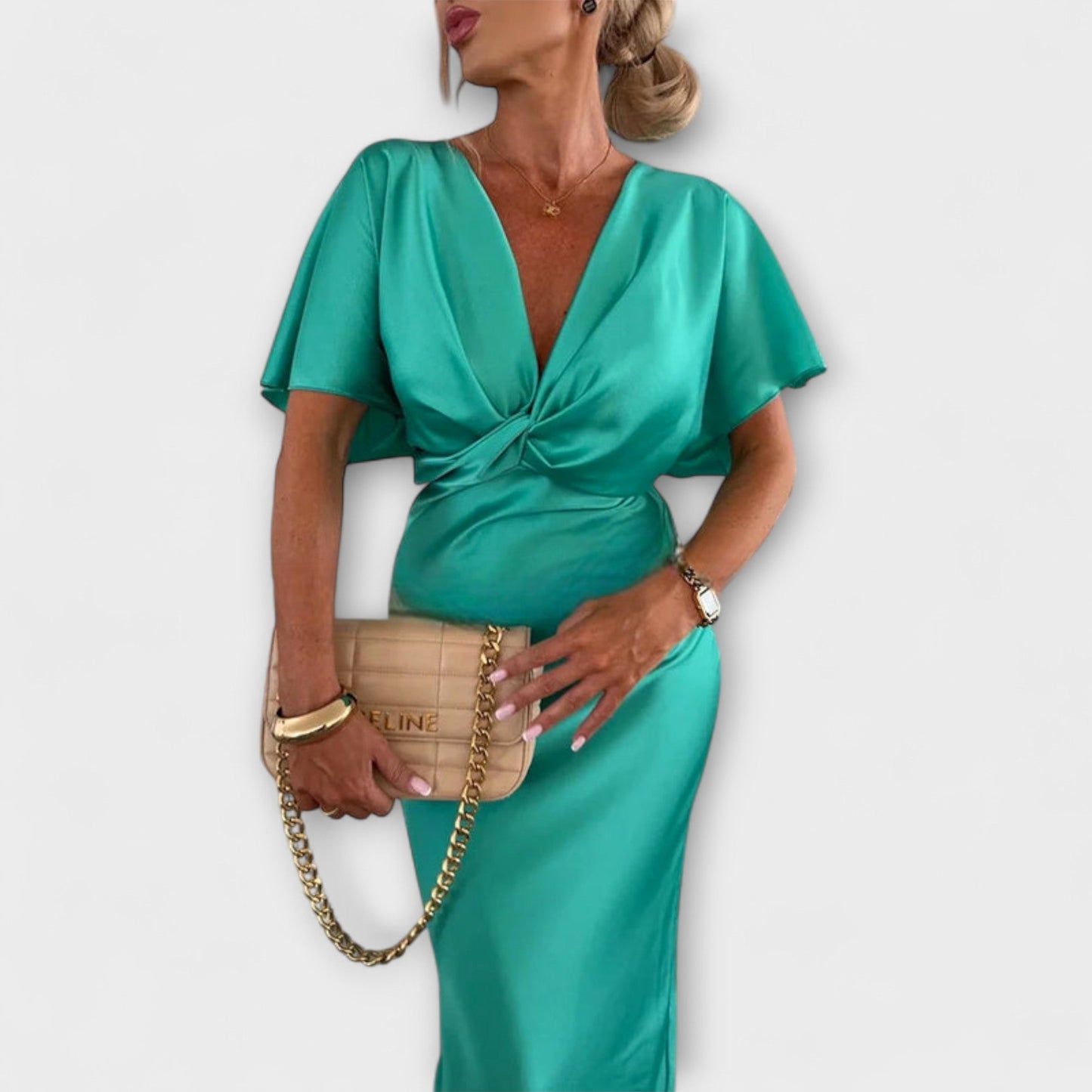 Luxury Velvet V Neck Maxi Evening Dress for Women