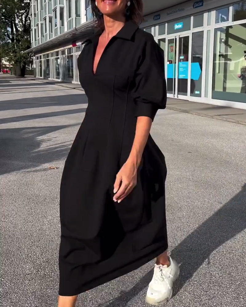 Classic Fit Collar Midi Dress