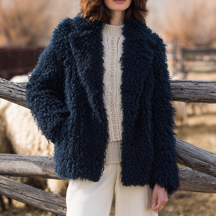 Casual Open Front Teddy Jacket - Nocini