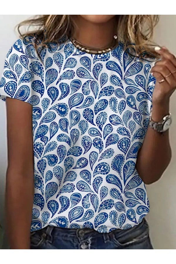 Ladies Casual Navy Tee Short Sleeve Top