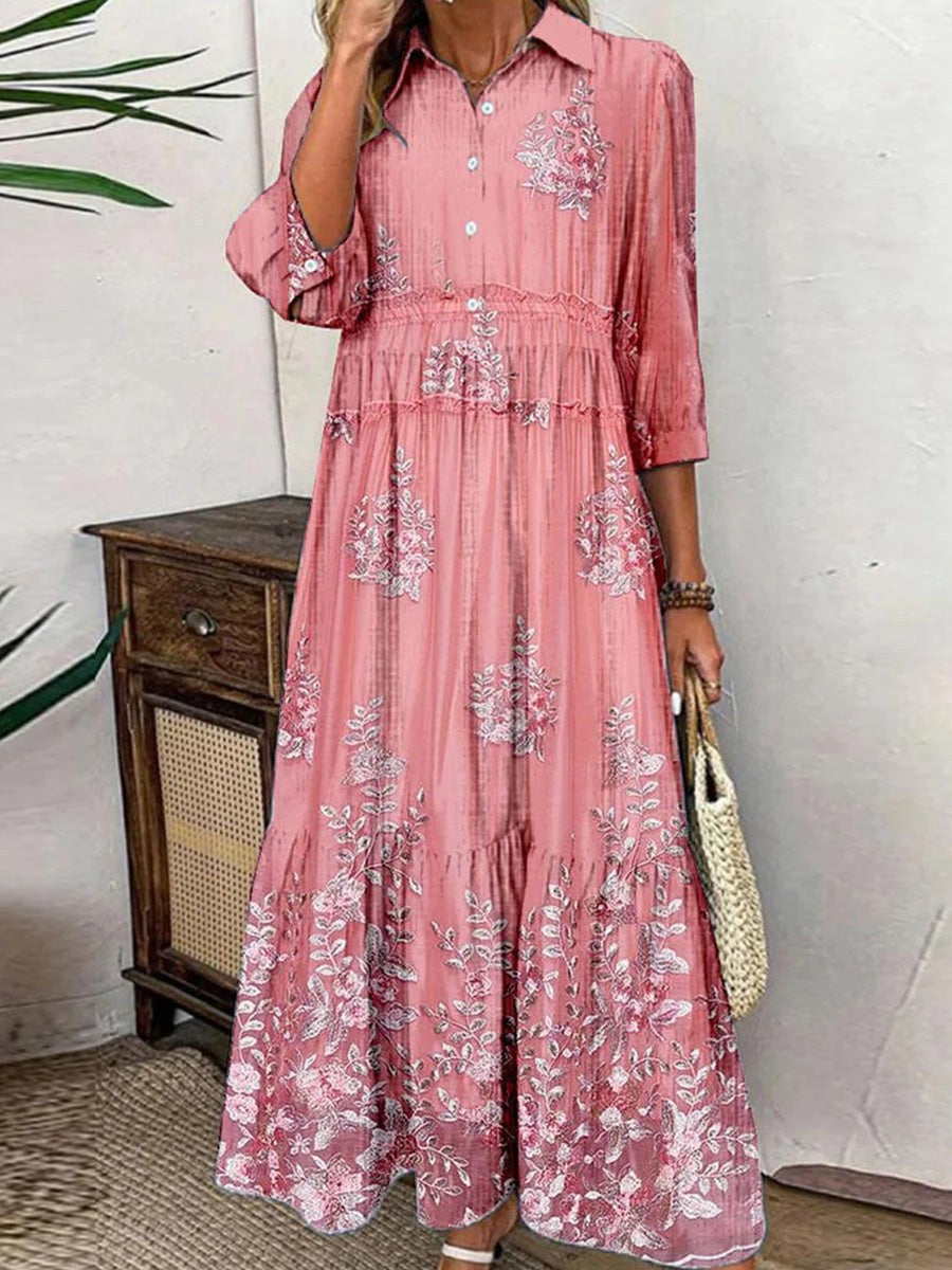Women's Maxi Dress - Lightweight A-Line Floral Dress - Nocini