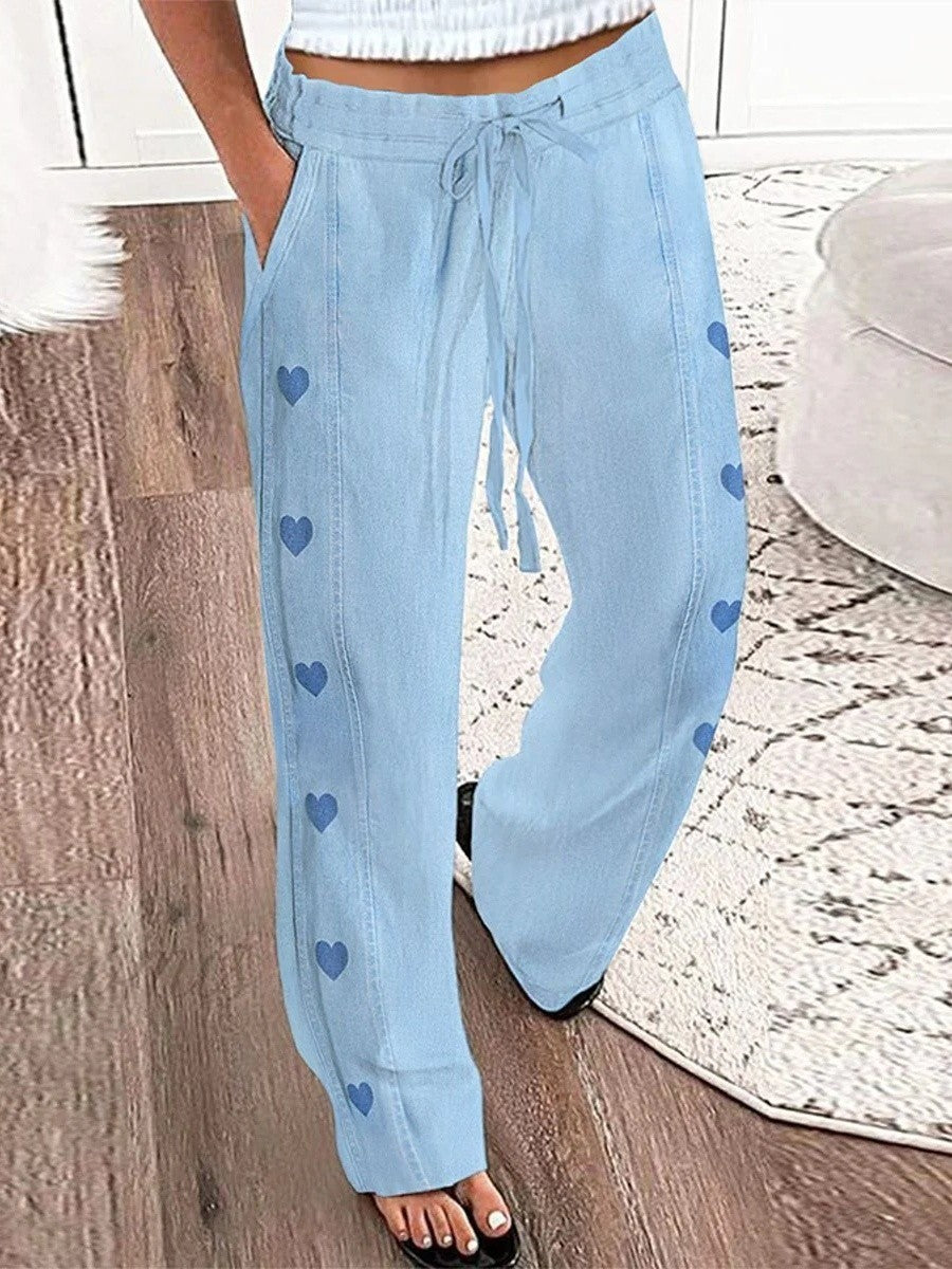 Comfortable Women's Wide Leg Drawstring Pants - Nocini