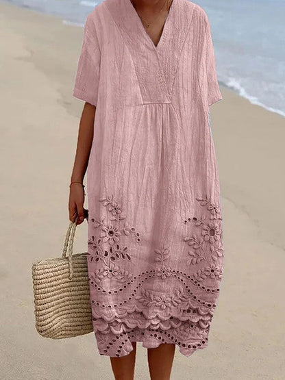 Elegant Floral V-Neck Midi Dress